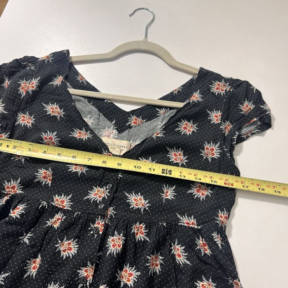 Denim Supply Ralph Lauren Babydoll‎ Dress Size XS  Floral Grunge Pockets V Neck - Picture 5 of 7